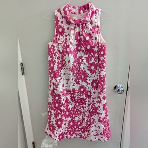 Talbots Vibrant Pink and White Dress Southern Sorority Mixer Preppy Church EUC